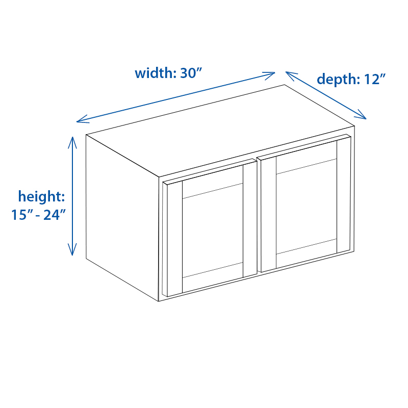 Shaker Wall Microwave Cabinet 30″ Width x Depth 12″ x 15″-24″ Height